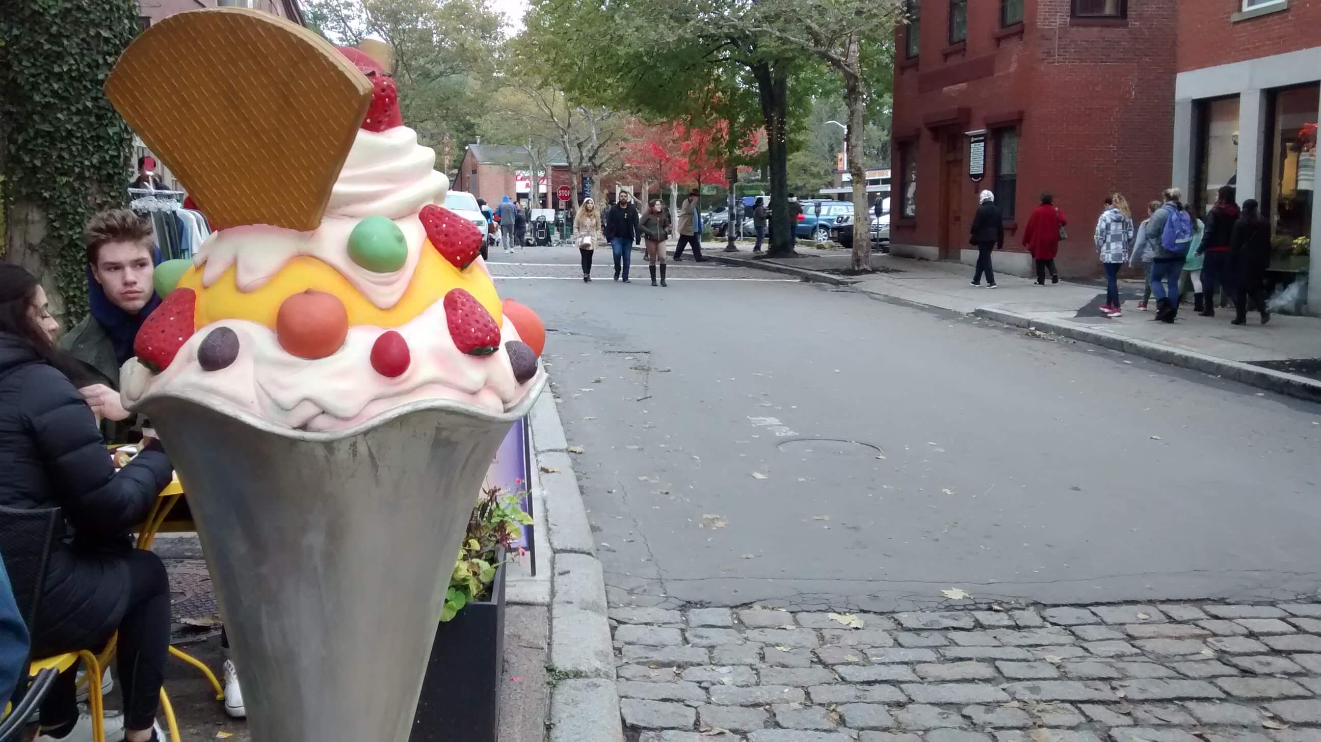 A large display ice cream cone on Front Street.